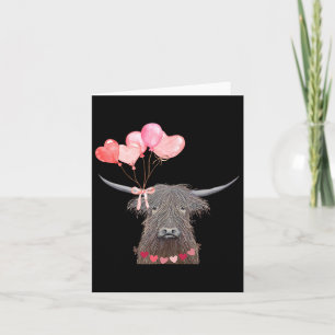 Cute Cow Valentine's Day Design With Heart Lloons Card