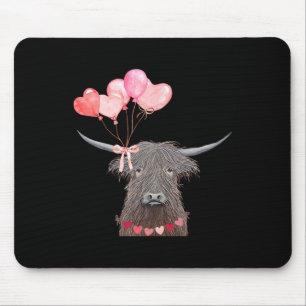 Cute Cow Valentine's Day Design With Heart Lloons Mouse Pad