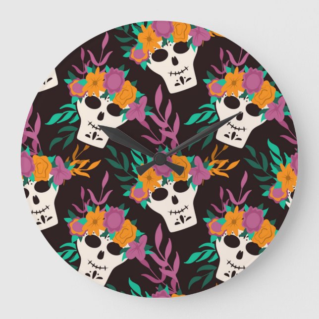 Cute Cow: Vintage Childish Pattern Large Clock (Front)