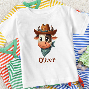 Cute Cow Wearing Cowboy Hat and Scarf Baby T-Shirt