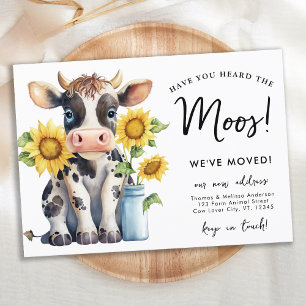 Cute Cow We've Moved New Address Country Moving Announcement Postcard