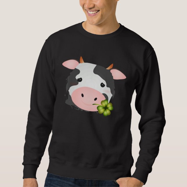 Cute cow with c leaf for farm fans sweatshirt (Front)