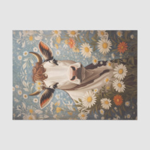 Cute Cow With Daisy Flowers Tissue Paper