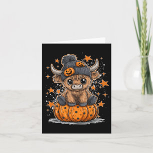 Cute Cow With Pumpkin Spooky Season Retro Hallowee Card