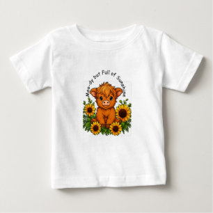 Cute Cow with Sunflowers Baby T-Shirt