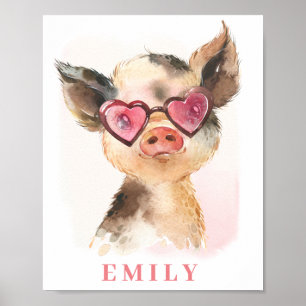 Cute Cow with Sunglasses Poster Print 