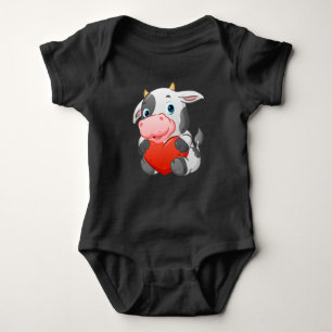 cute cow with the little horn baby bodysuit