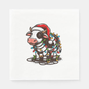 Cute Cow Xmas Kids Teen Girl Boy Napkin