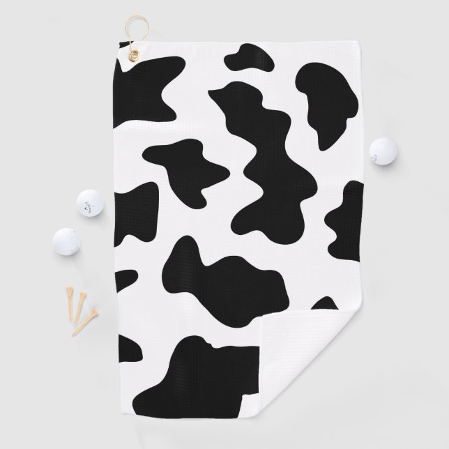 cute cowboy black and white farm cow print golf towel (InSitu)