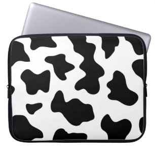 cute cowboy black and white farm cow print laptop sleeve