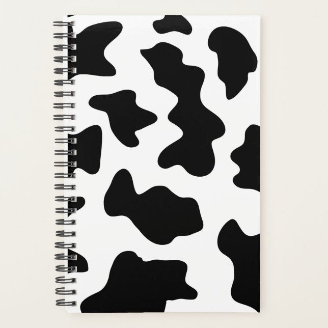 cute cowboy black and white farm cow print planner (Front)