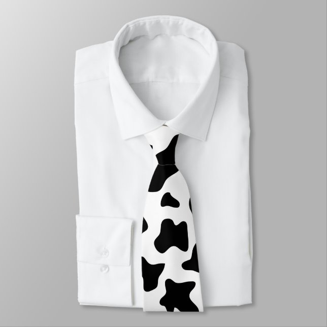 cute cowboy black and white farm cow print tie (Tied)