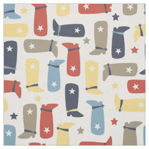 Cute Cowboy Boots and Stars Fabric
