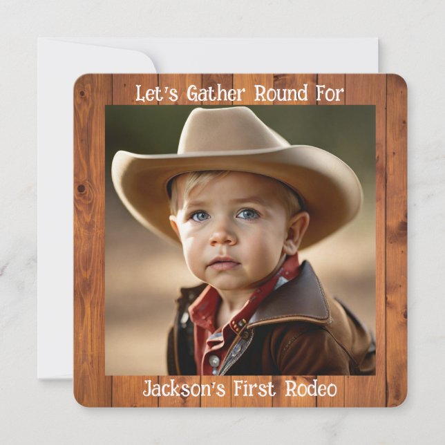 Cute Cowboy First Rodeo Birthday Invitation (Front)