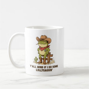 Cute Cowboy Frog Lollygaggin' Western Frog Humor Coffee Mug