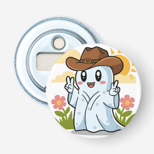 Cute Cowboy Ghost for Halloween Fun Decoration Bottle Opener