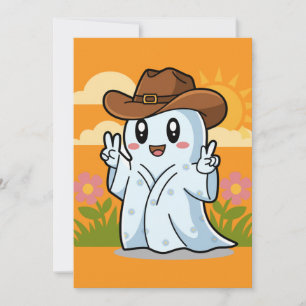 Cute Cowboy Ghost for Halloween Fun Decoration Holiday Card