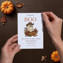 Cute Cowboy Ghost Halloween Party Invitation 