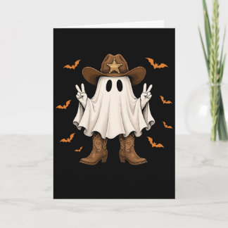 Cute Cowboy Ghost Sheriff Peace Funny Halloween Card
