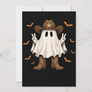 Cute Cowboy Ghost Sheriff Peace Funny Halloween Invitation