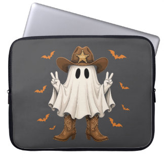 Cute Cowboy Ghost Sheriff Peace Funny Halloween Laptop Sleeve
