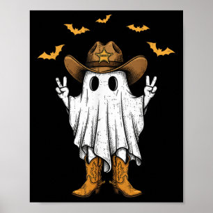 Cute Cowboy Ghost Sheriff Peace Funny Halloween Me Poster