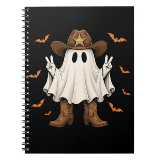 Cute Cowboy Ghost Sheriff Peace Funny Halloween Notebook