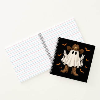 Cute Cowboy Ghost Sheriff Peace Funny Halloween Notebook