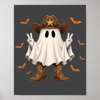Cute Cowboy Ghost Sheriff Peace Funny Halloween Poster
