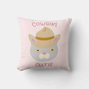 Cute Cowboy Hat Cowgirl Fun Cat Slogan Cushion