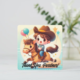 Cute Cowboy & Horse Thank You Birthday