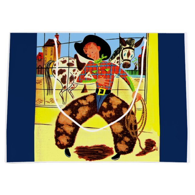 cute cowboy print large gift bag (Front)