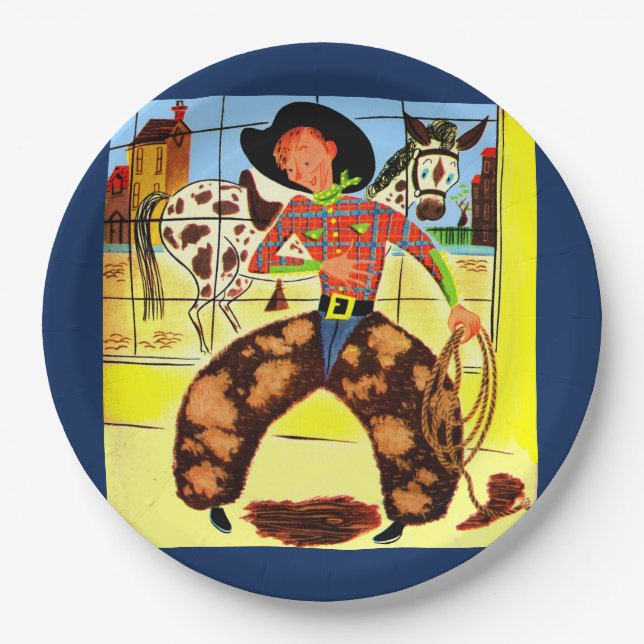 cute cowboy print paper plate (Front)