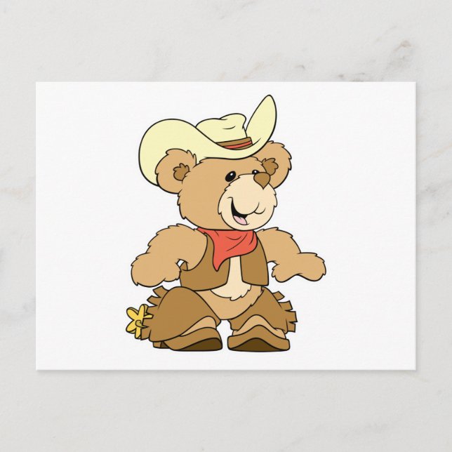 Cute Cowboy Rancher Bear Postcard (Front)