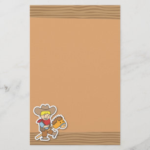 Cute cowboy riding on a horse stick stationery