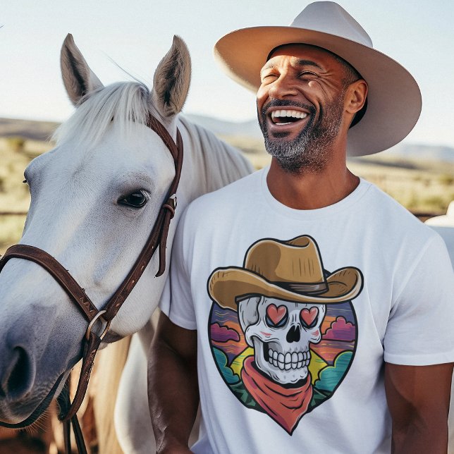 Cute cowboy skull - heart eyes T-Shirt (Creator Uploaded)