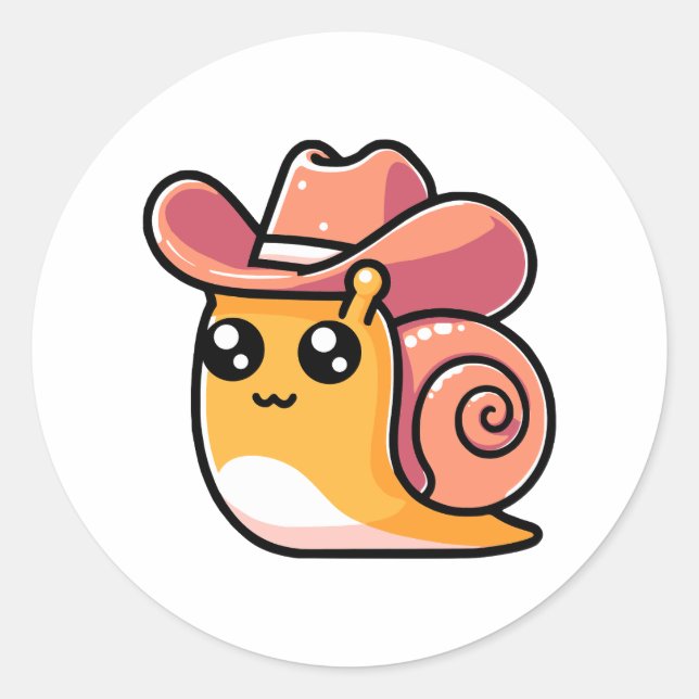 Cute Cowboy Snail Classic Round Sticker (Front)