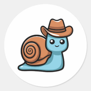 Cute Cowboy Snail Classic Round Sticker