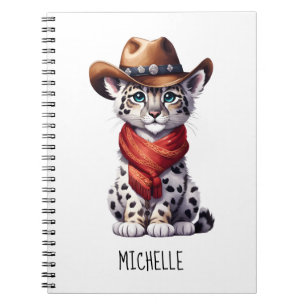 Cute Cowboy Snow Leopard Name Notebook