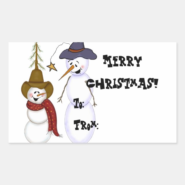 Cute Cowboy Snowman Gift Tag (Front)