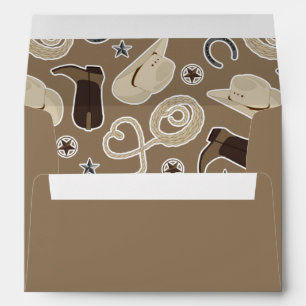 Cute Cowboy Theme Pattern Brown Envelope