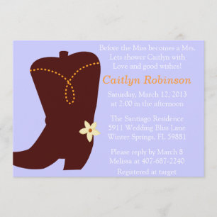 Cute Cowgirl Boot Bridal Shower Invitation