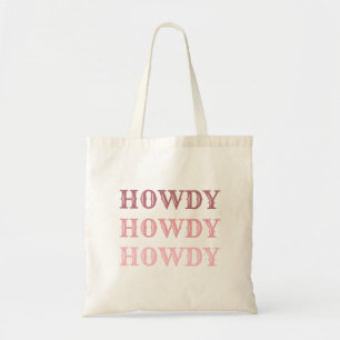 Cute Cowgirl Dusty Rose Pink Howdy with Name Tote Bag