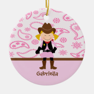 Cute Cowgirl in Pink Ornament