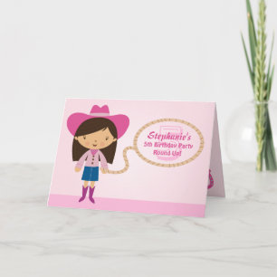 Cute cowgirl lasso girl's birthday party invite