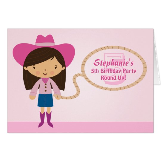Cute cowgirl lasso girl's birthday party invite