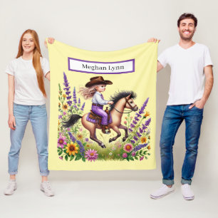 Cute cowgirl lovers add name fleece blanket