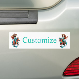 Cute Cowgirl Riding Pony Thunder_Cove Bumper Sticker