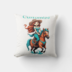Cute Cowgirl Riding Pony Thunder_Cove Cushion