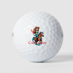 Cute Cowgirl Riding Pony Thunder_Cove Golf Balls